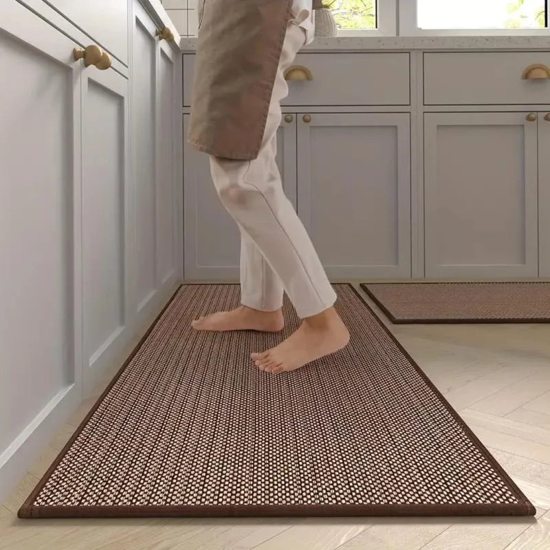 Keukenmat Set PVC Schuim Antislip 45x120 45x70 cm Beige Keuken Runner Comfortmat Vlekbestendig Werkruimte | Sansoti