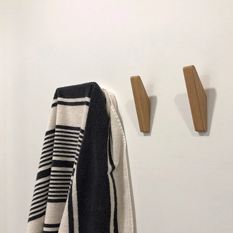 Wandhaken Hout Set van 2 13,5 cm Naturel Kapstok Badkamer Hal Handdoekhaak Wandkapstok Minimalistisch Boho Interieur | Sansoti