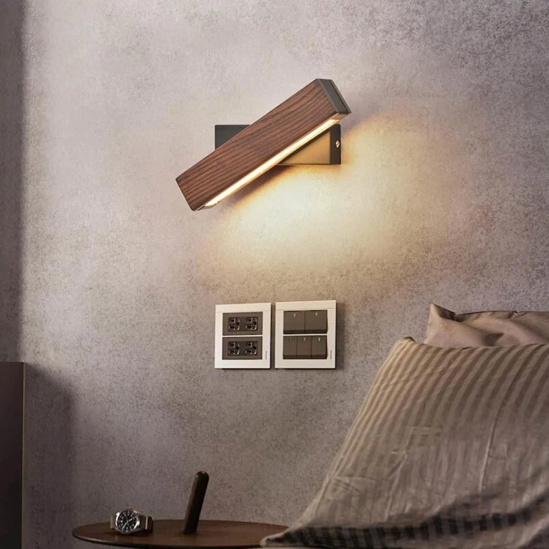 Wandlamp Hout LED Draaibaar Warm Licht Binnen Slaapkamer Woonkamer Wandverlichting Modern Design | Sansoti