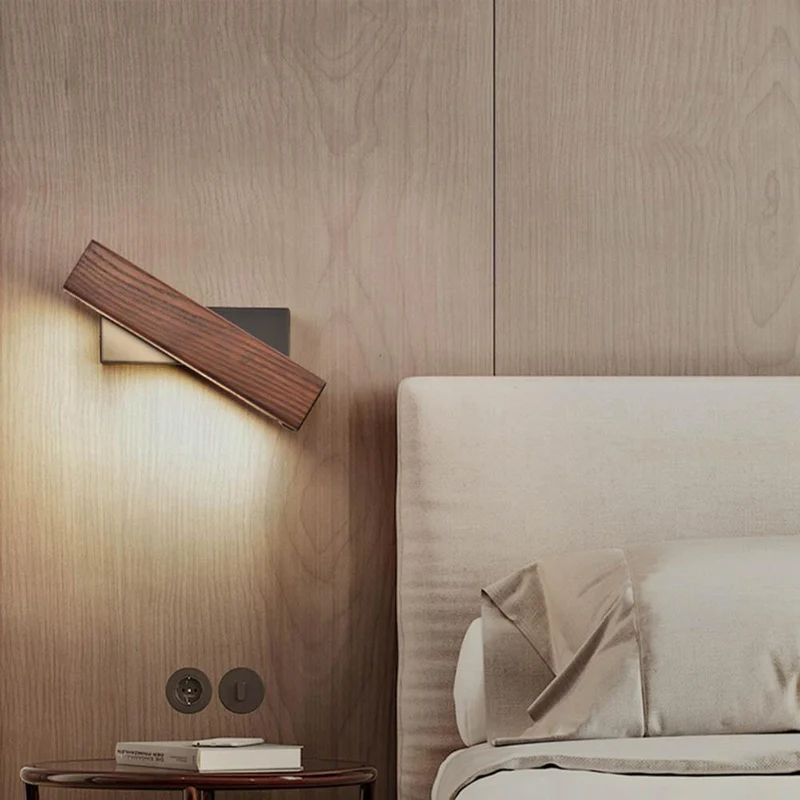 Wandlamp Hout LED Draaibaar Warm Licht Binnen Slaapkamer Woonkamer Wandverlichting Modern Design | Sansoti
