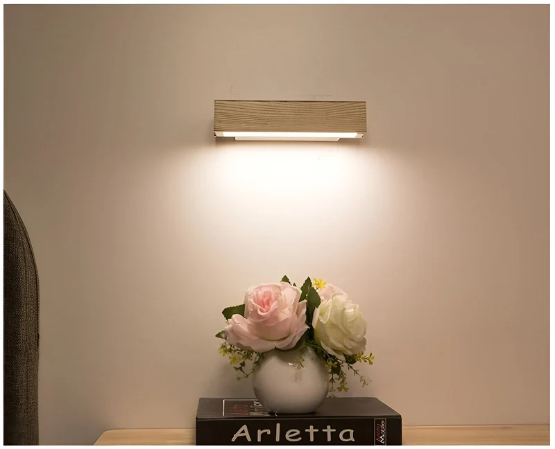 Wandlamp Hout LED Draaibaar Warm Licht Binnen Slaapkamer Woonkamer Wandverlichting Modern Design | Sansoti