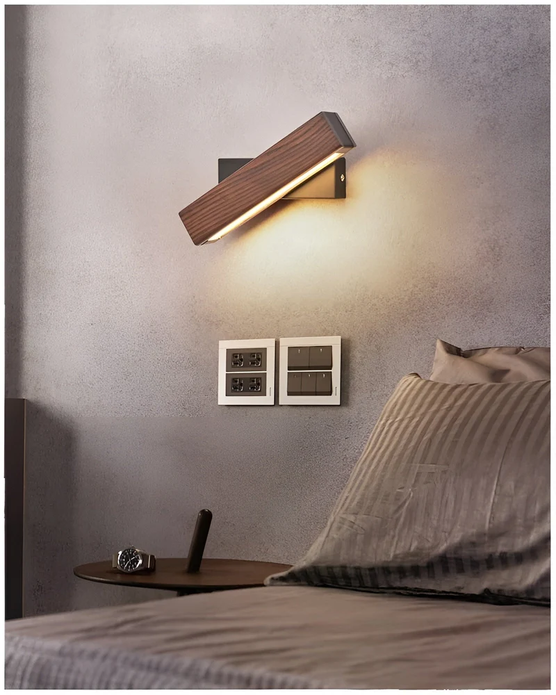 Wandlamp Hout LED Draaibaar Warm Licht Binnen Slaapkamer Woonkamer Wandverlichting Modern Design | Sansoti