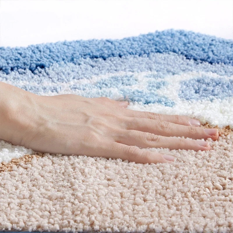 Badmat Microvezel Antislip Blauw Beige Badkamer Douchemat Zacht Absorberend Wasbaar Vloerkleed Badkamer | Sansoti
