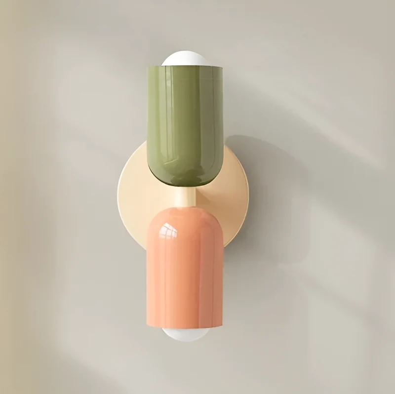 Wandlamp Metaal Kunststof Dubbelzijdig Rood Beige Wandverlichting Binnen LED E27 Slaapkamer Woonkamer Design Lamp | Sansoti