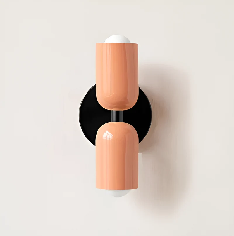 Wandlamp Metaal Kunststof Dubbelzijdig Rood Beige Wandverlichting Binnen LED E27 Slaapkamer Woonkamer Design Lamp | Sansoti