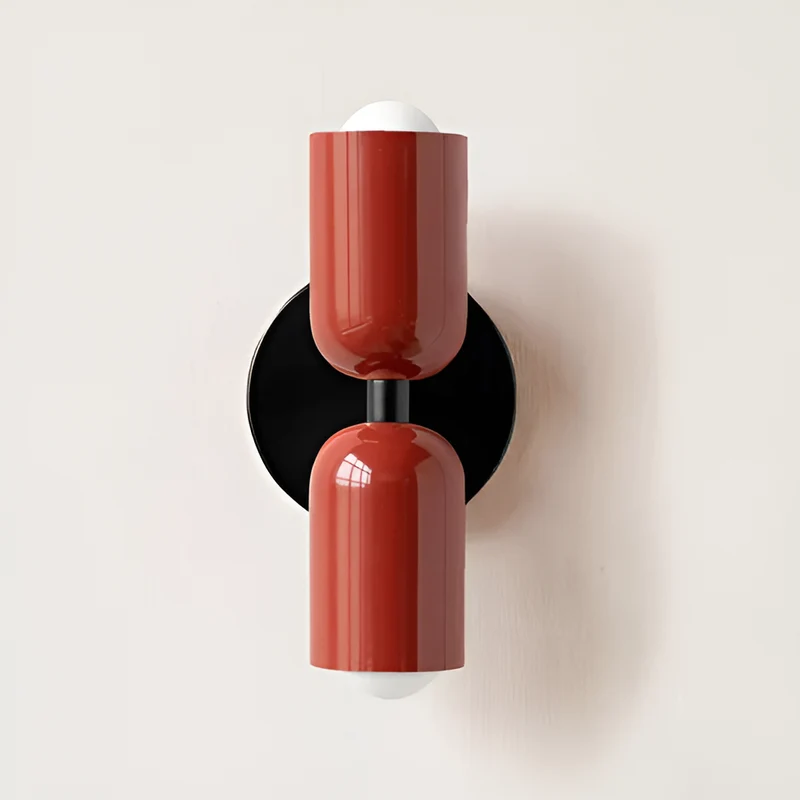 Wandlamp Metaal Kunststof Dubbelzijdig Rood Beige Wandverlichting Binnen LED E27 Slaapkamer Woonkamer Design Lamp | Sansoti