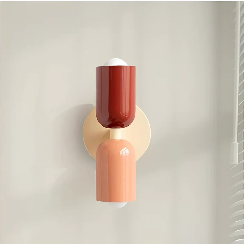 Wandlamp Metaal Kunststof Dubbelzijdig Rood Beige Wandverlichting Binnen LED E27 Slaapkamer Woonkamer Design Lamp | Sansoti