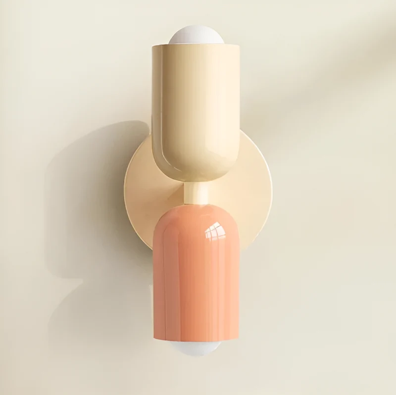 Wandlamp Metaal Kunststof Dubbelzijdig Rood Beige Wandverlichting Binnen LED E27 Slaapkamer Woonkamer Design Lamp | Sansoti