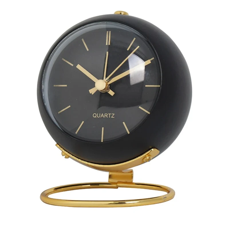 Tafelklok Quartz Metaal Groen Goud Bureau Nachtkastje Analoge Bureauklok Retro Design Woonkamer Slaapkamer | Sansoti