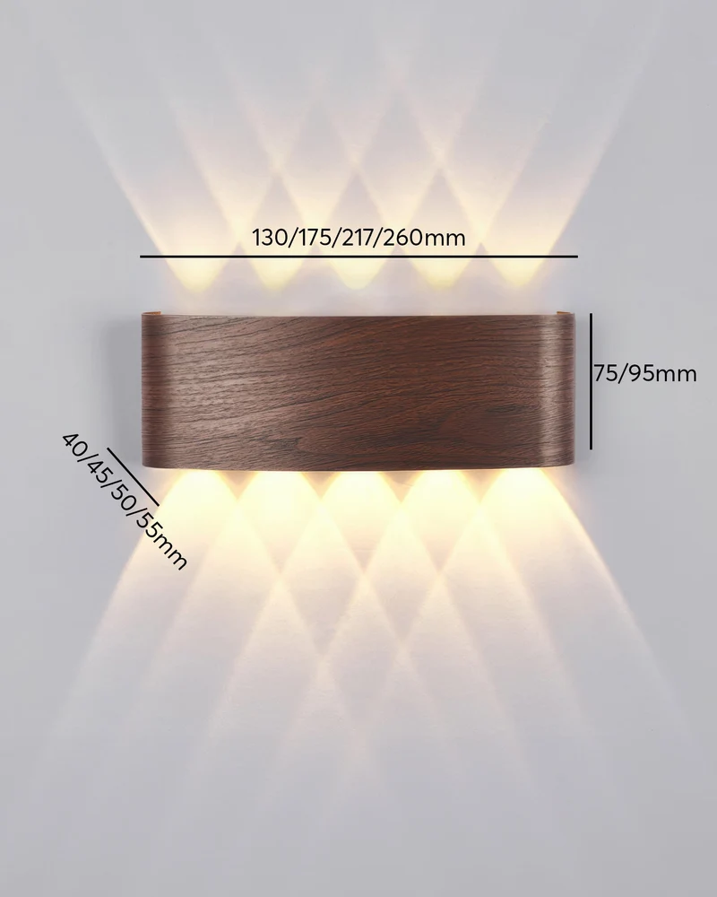 Wandlamp LED houtlook 10W warm wit 3000K binnen buiten IP65 wandverlichting modern design | Sansoti