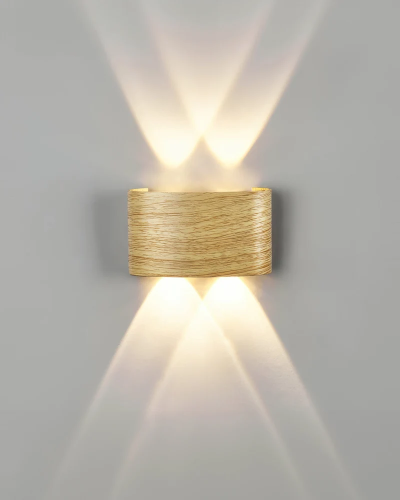 Wandlamp LED houtlook 10W warm wit 3000K binnen buiten IP65 wandverlichting modern design | Sansoti