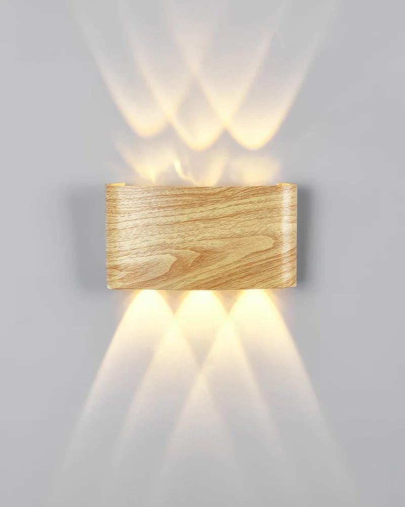Wandlamp LED houtlook 10W warm wit 3000K binnen buiten IP65 wandverlichting modern design | Sansoti