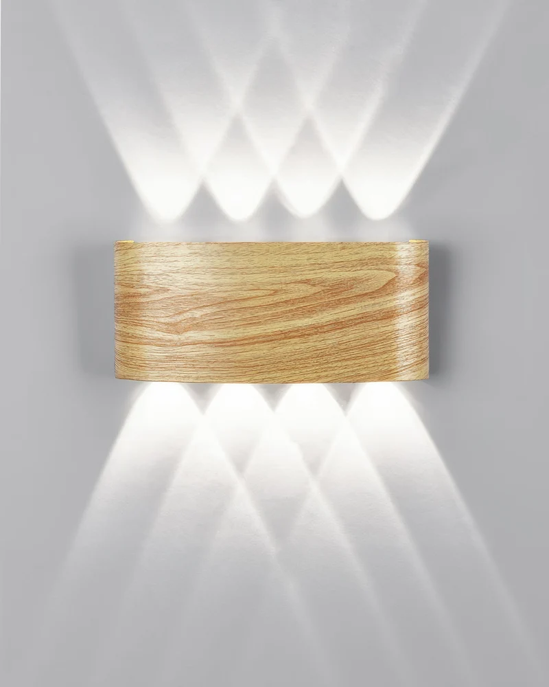 Wandlamp LED houtlook 10W warm wit 3000K binnen buiten IP65 wandverlichting modern design | Sansoti