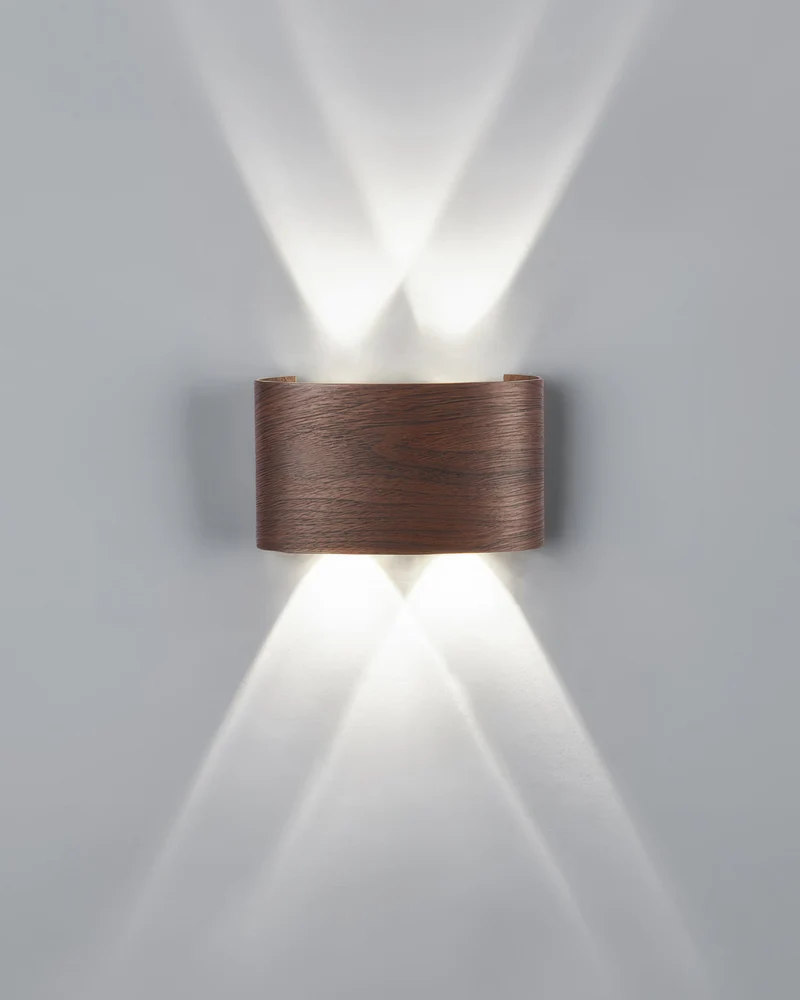 Wandlamp LED houtlook 10W warm wit 3000K binnen buiten IP65 wandverlichting modern design | Sansoti