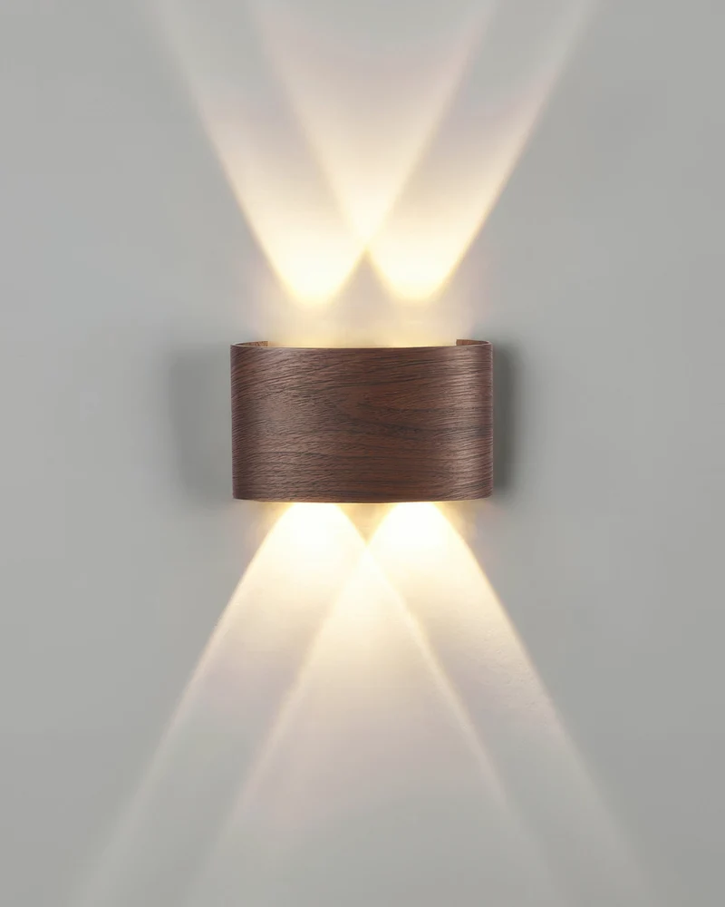 Wandlamp LED houtlook 10W warm wit 3000K binnen buiten IP65 wandverlichting modern design | Sansoti