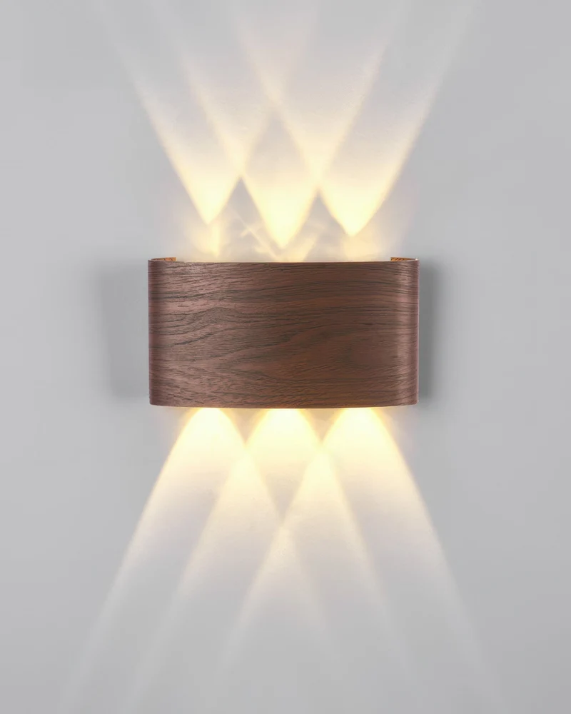 Wandlamp LED houtlook 10W warm wit 3000K binnen buiten IP65 wandverlichting modern design | Sansoti