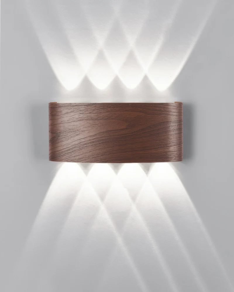 Wandlamp LED houtlook 10W warm wit 3000K binnen buiten IP65 wandverlichting modern design | Sansoti