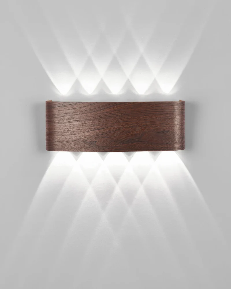 Wandlamp LED houtlook 10W warm wit 3000K binnen buiten IP65 wandverlichting modern design | Sansoti