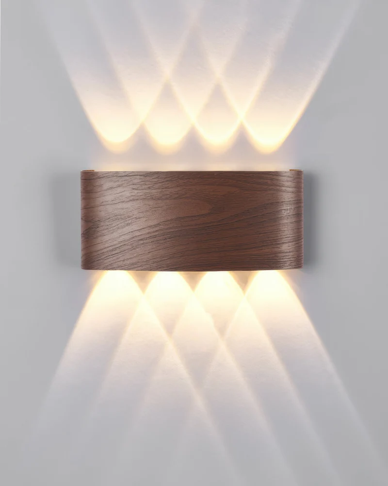 Wandlamp LED houtlook 10W warm wit 3000K binnen buiten IP65 wandverlichting modern design | Sansoti