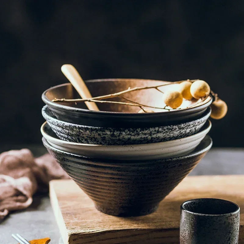 Ramenkom keramiek 18 cm Japans design soepkom noedelkom rijstkom servies keuken handgemaakt | Sansoti