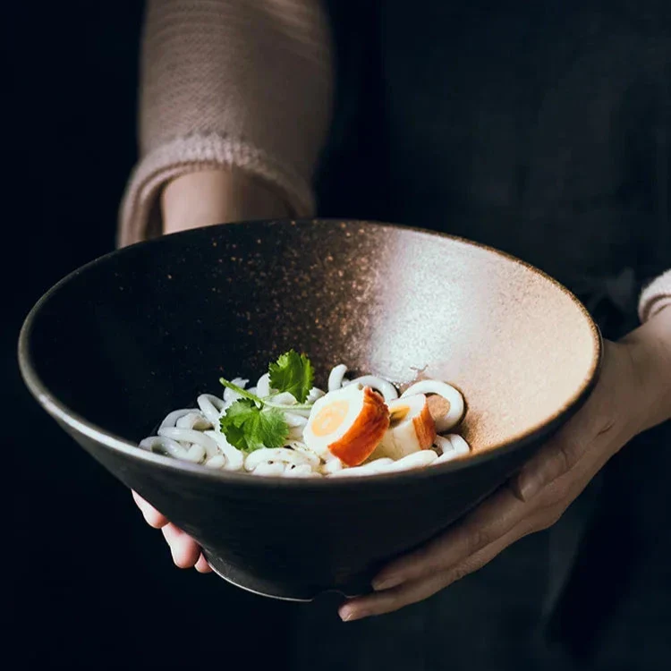 Ramenkom keramiek 18 cm Japans design soepkom noedelkom rijstkom servies keuken handgemaakt | Sansoti
