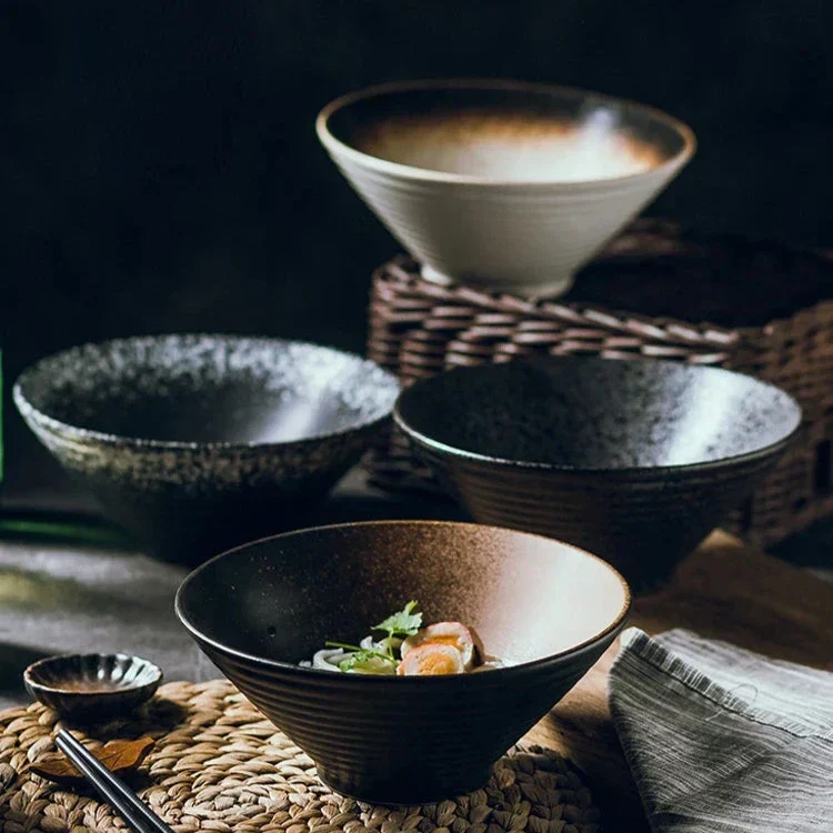 Ramenkom keramiek 18 cm Japans design soepkom noedelkom rijstkom servies keuken handgemaakt | Sansoti