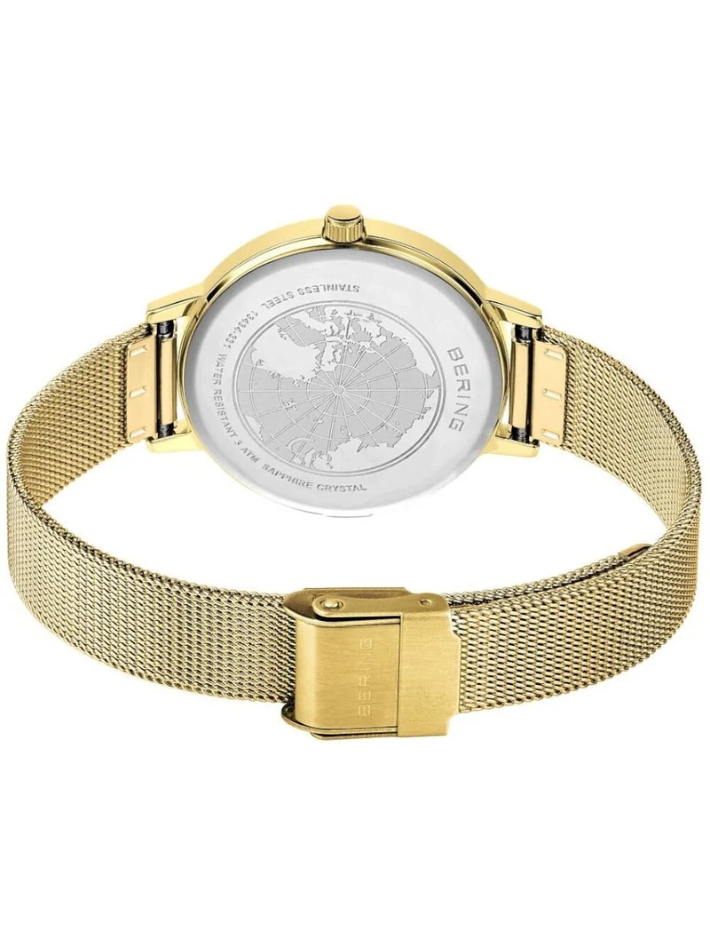 Bering Golden Signature 13434-334-GWP Damen Armbanduhr Gold • Saphirglas • Milanaise-Set