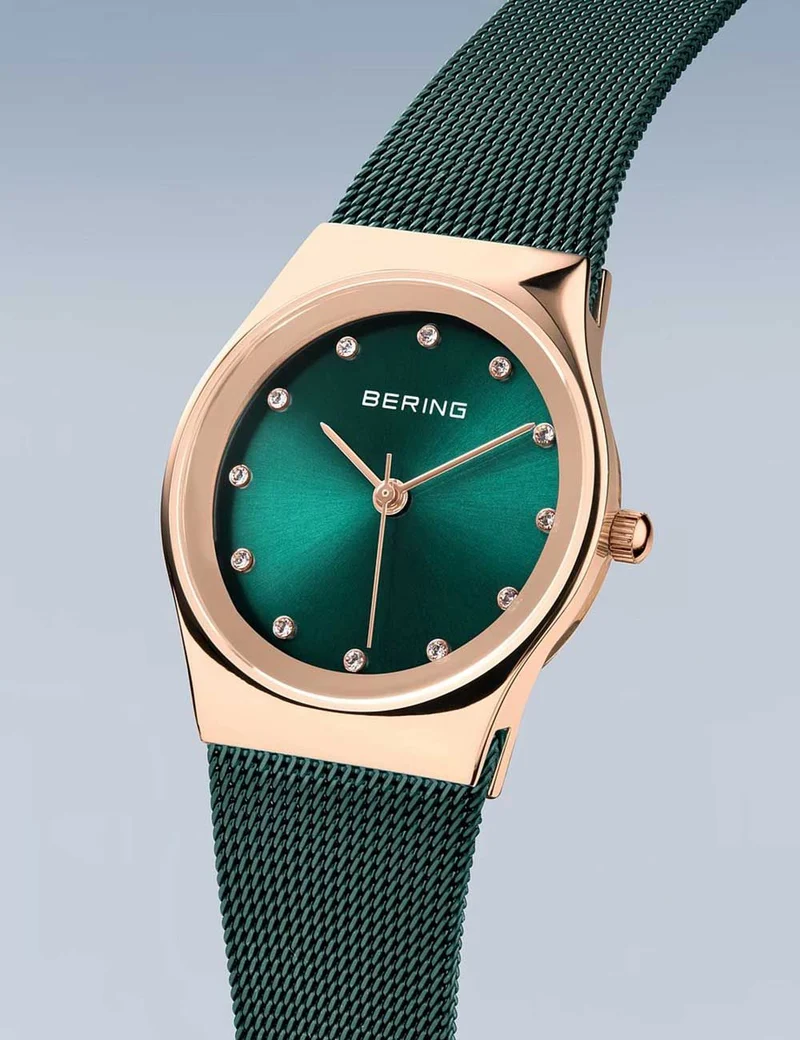 Bering Classic 12927-868 Damen Armbanduhr Grün • Saphirglas • Swarovski-Kristalle