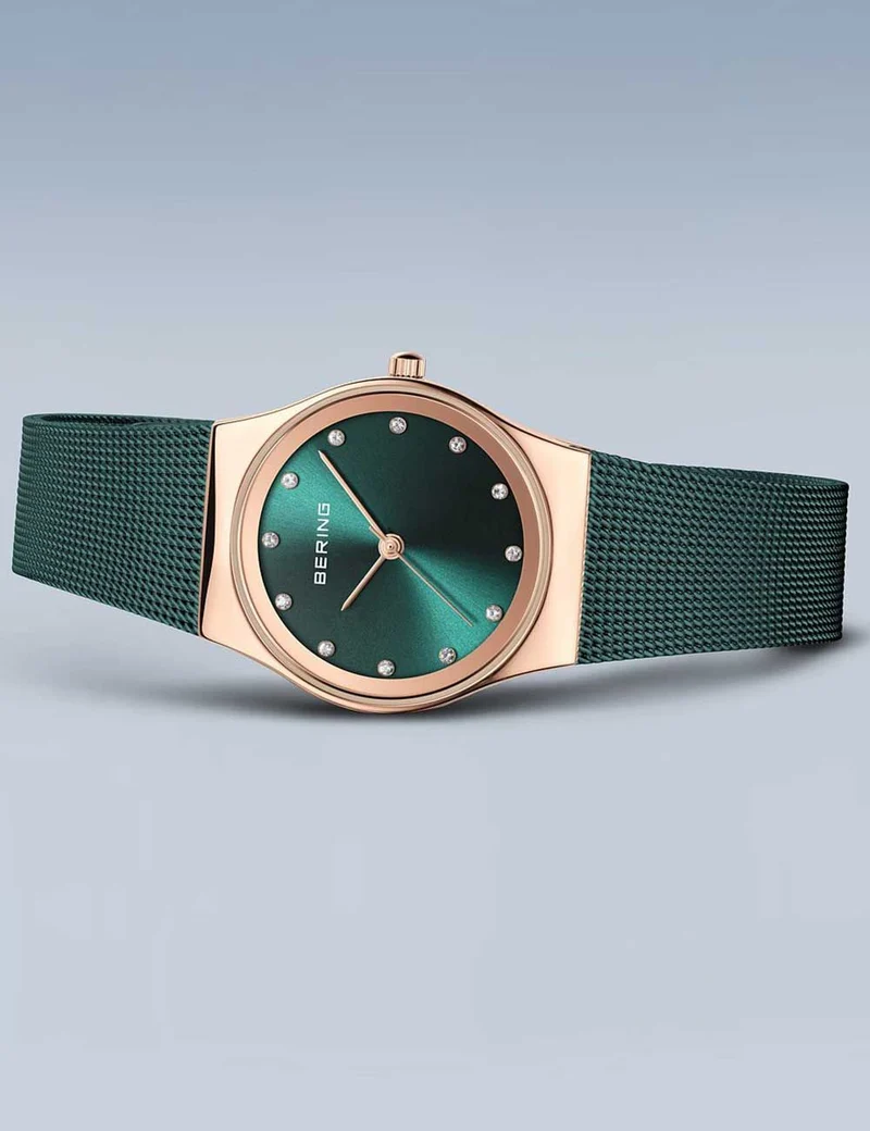 Bering Classic 12927-868 Damen Armbanduhr Grün • Saphirglas • Swarovski-Kristalle