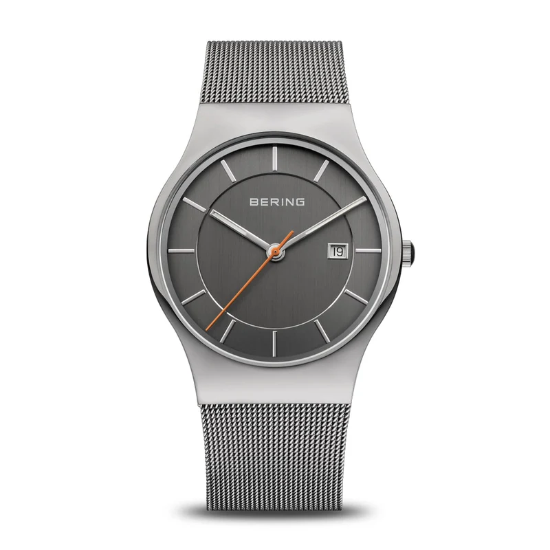 Bering Classic 11938-007 Herrenuhr Grau • Saphirglas • Milanaise-Armband
