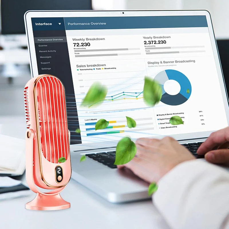 Draagbare Ventilator met 720° Rotatie Oplaadbaar - Stille USB Tafelventilator voor Bureau Thuis Kantoor | Sansoti