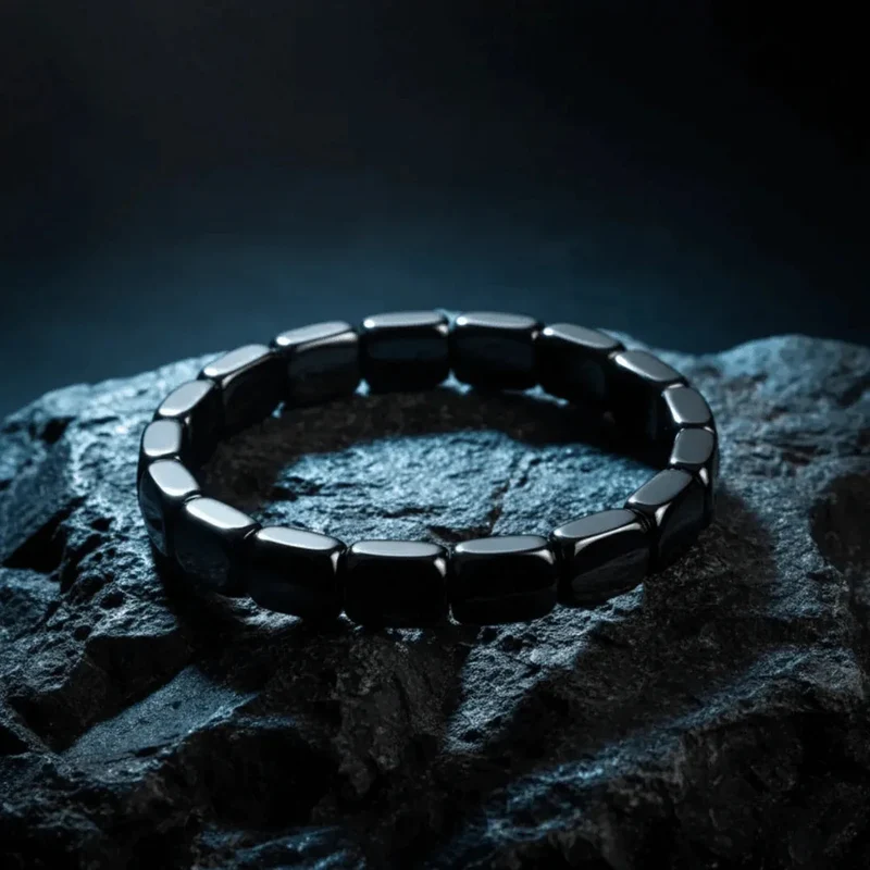 Hematiet Kralen Armband Heren Natuursteen Zwart Grijs Energetisch Balans Everyday Wellness Accessoire | Sansoti