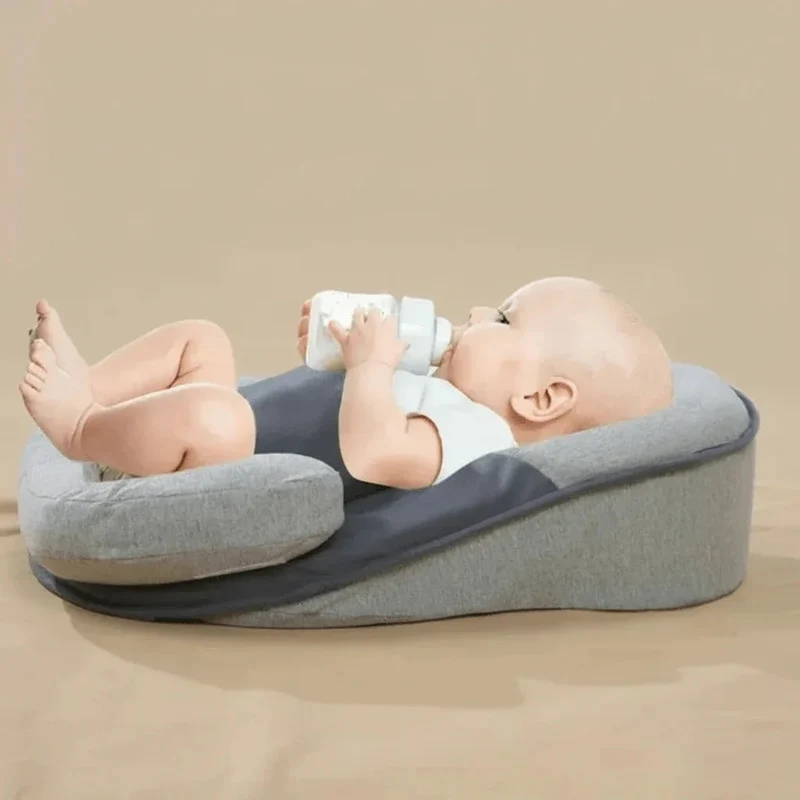 Wigkussen Baby Anti-Reflux 15° Inclinatie Ademend Katoen Afneembare Hoes 58x36cm Grijs Veilig Slapen | Sansoti