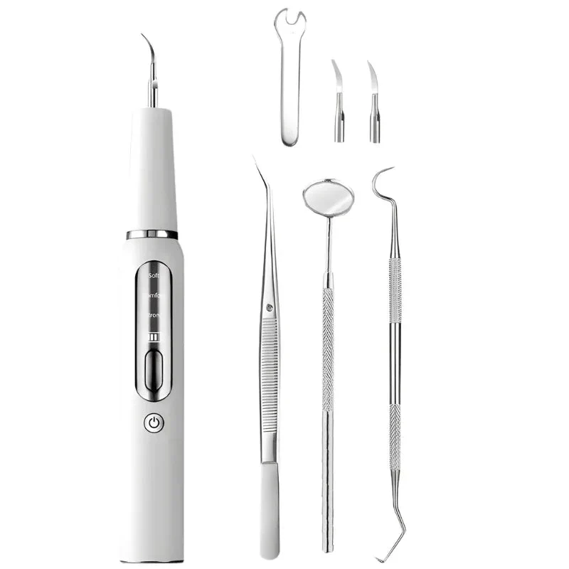 Ultrasoon Tandreiniger USB Oplaadbaar met LED-Verlichting 3 Standen voor Professionele Mondzorg Thuis Wit | Sansoti