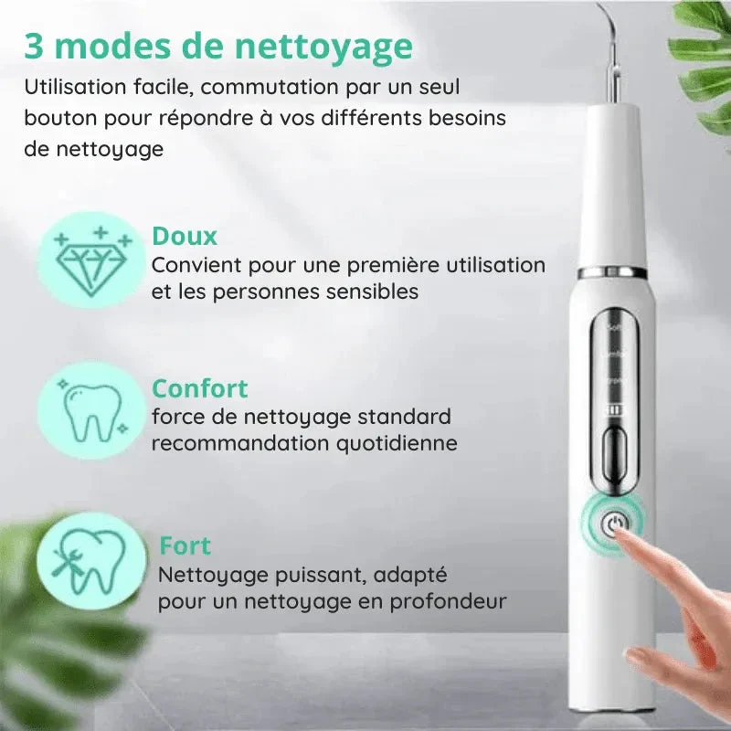 Ultrasoon Tandreiniger USB Oplaadbaar met LED-Verlichting 3 Standen voor Professionele Mondzorg Thuis Wit | Sansoti