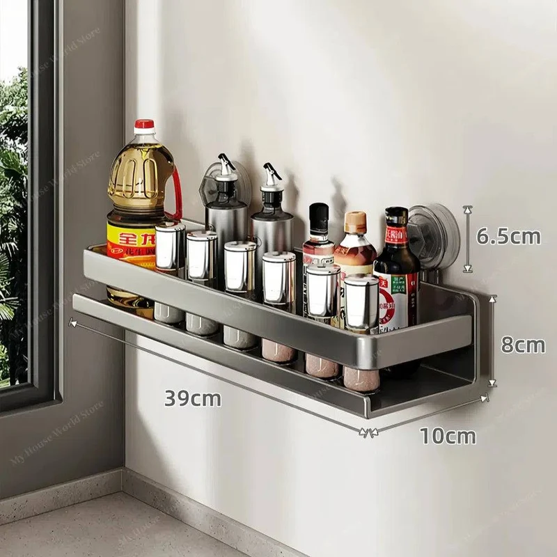 Wandrek Kruidenhouder Zuignap RVS Keuken Opbergrek Zonder Boren 30-50cm Verstelbaar Montage Muurbevestiging | Sansoti