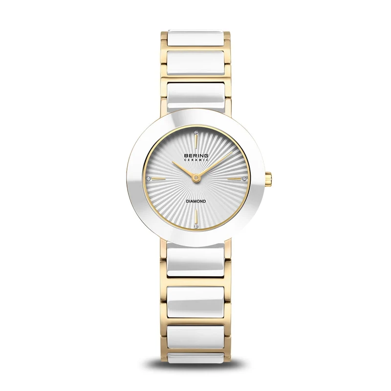 Bering Ceramic 11429-758 Damen Armbanduhr Bicolor • Saphirglas • Echte Diamanten