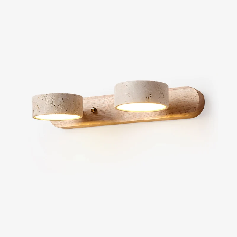 Wandlamp Travertijn Hout LED Dimbaar Woonkamer Hal Slaapkamer Dubbele Wandverlichting Modern | Sansoti