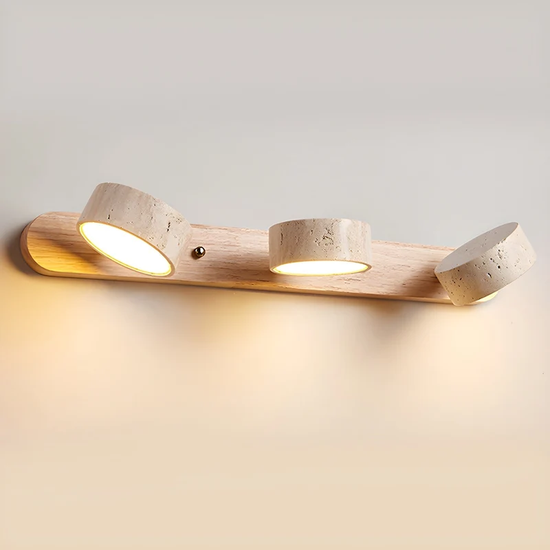Wandlamp Travertijn Hout LED Dimbaar Woonkamer Hal Slaapkamer Dubbele Wandverlichting Modern | Sansoti