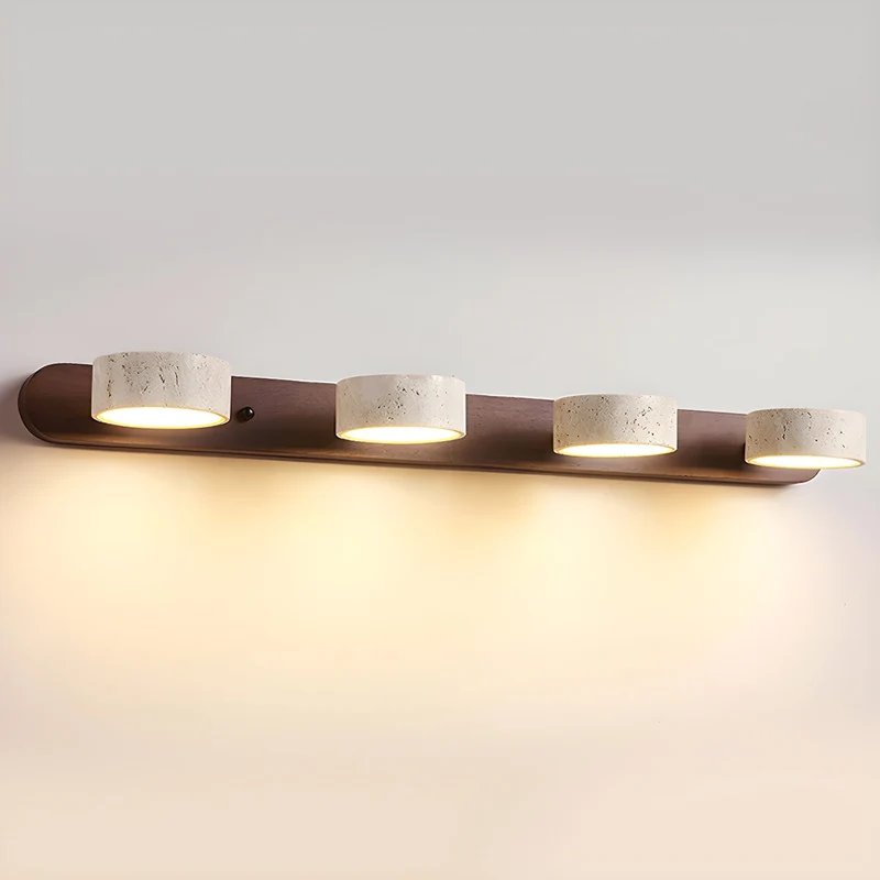 Wandlamp Travertijn Hout LED Dimbaar Woonkamer Hal Slaapkamer Dubbele Wandverlichting Modern | Sansoti