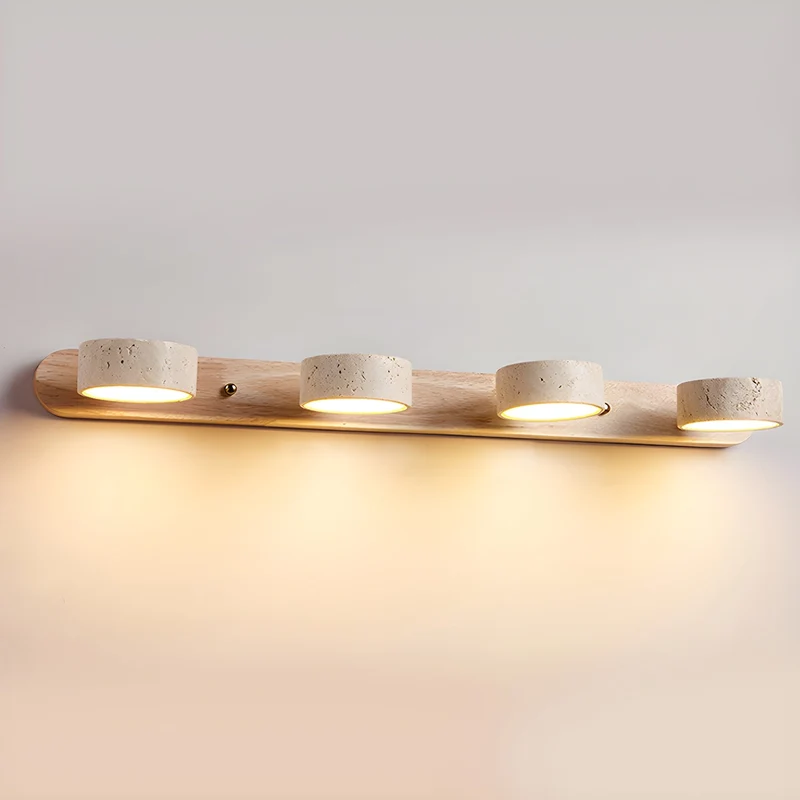 Wandlamp Travertijn Hout LED Dimbaar Woonkamer Hal Slaapkamer Dubbele Wandverlichting Modern | Sansoti