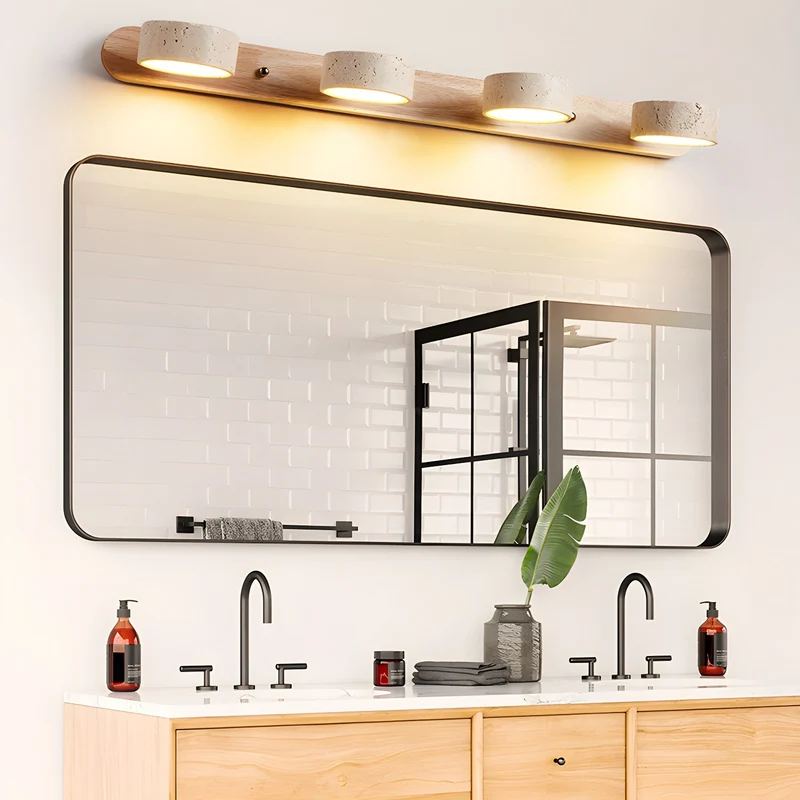 Wandlamp Travertijn Hout LED Dimbaar Woonkamer Hal Slaapkamer Dubbele Wandverlichting Modern | Sansoti