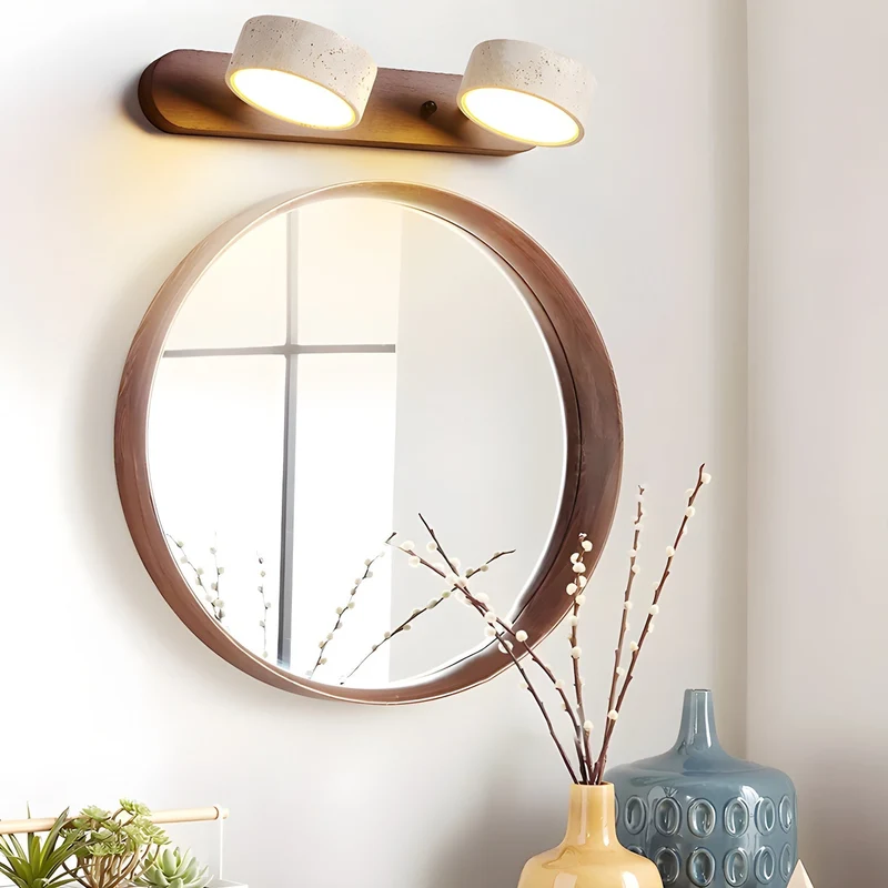 Wandlamp Travertijn Hout LED Dimbaar Woonkamer Hal Slaapkamer Dubbele Wandverlichting Modern | Sansoti