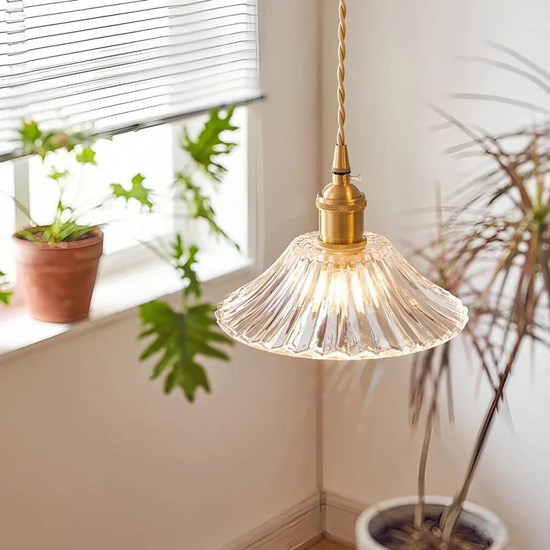 Hanglamp Glas Brons Verstelbare Kabel Woonkamer Eettafel Transparante Glazen Hanglamp Sfeerverlichting Vintage | Sansoti