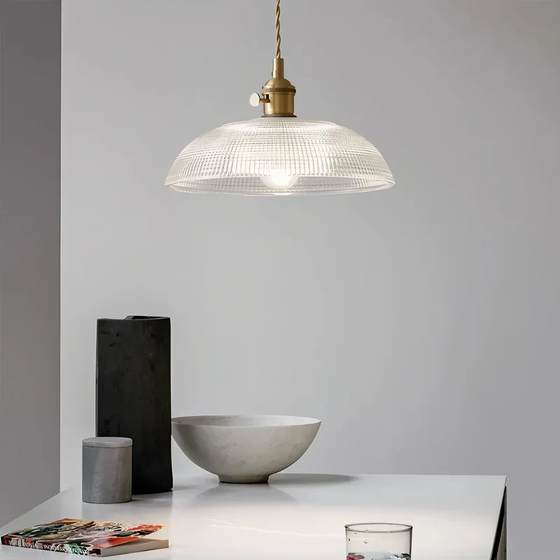 Hanglamp Glas Brons Verstelbare Kabel Woonkamer Eettafel Transparante Glazen Hanglamp Sfeerverlichting Vintage | Sansoti