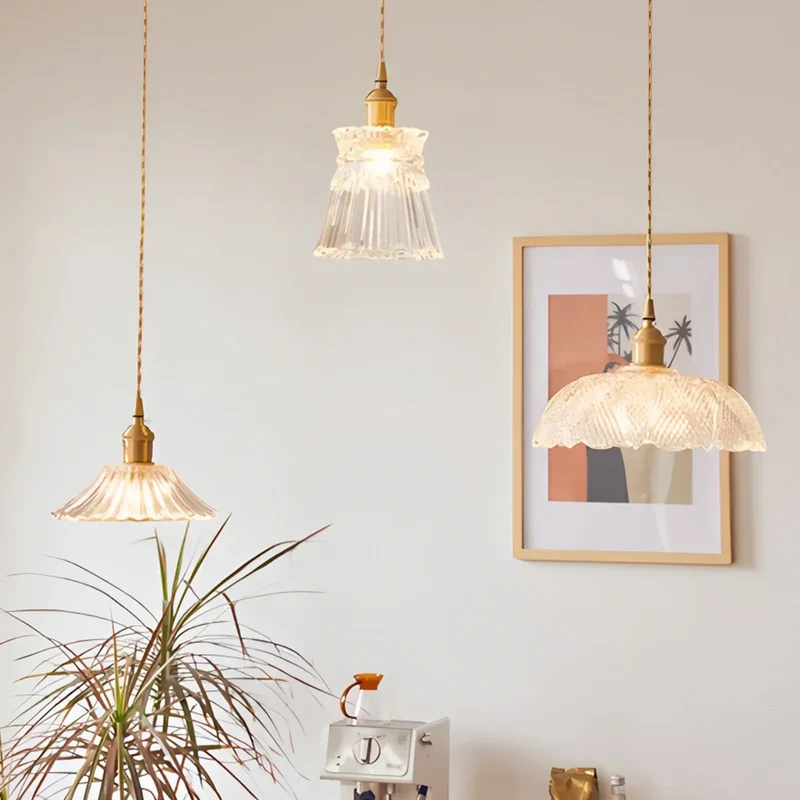 Hanglamp Glas Brons Verstelbare Kabel Woonkamer Eettafel Transparante Glazen Hanglamp Sfeerverlichting Vintage | Sansoti