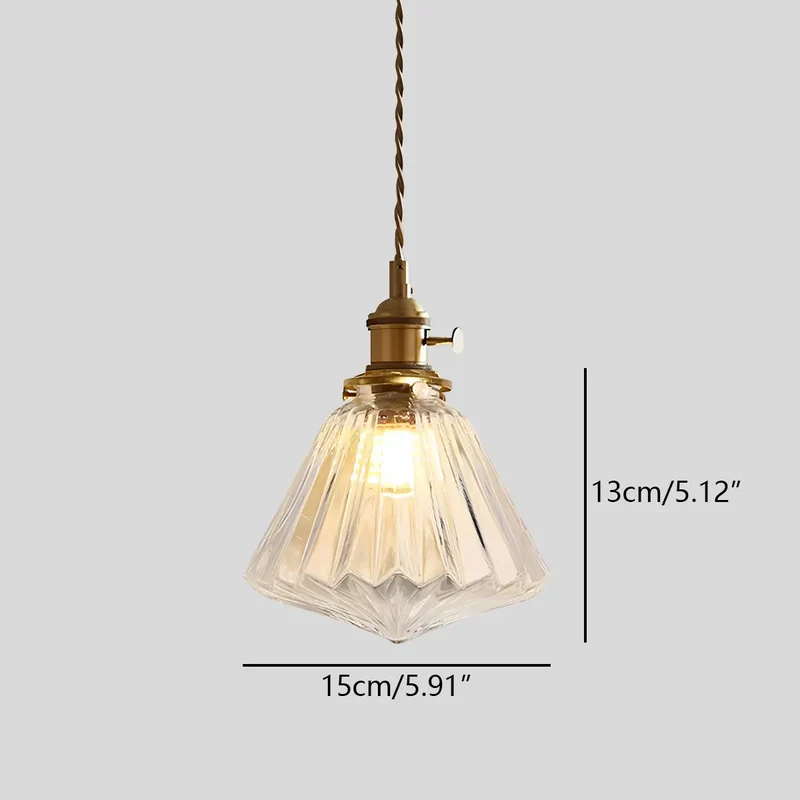 Hanglamp Glas Brons Verstelbare Kabel Woonkamer Eettafel Transparante Glazen Hanglamp Sfeerverlichting Vintage | Sansoti