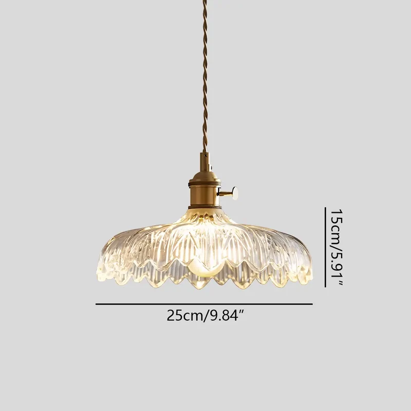 Hanglamp Glas Brons Verstelbare Kabel Woonkamer Eettafel Transparante Glazen Hanglamp Sfeerverlichting Vintage | Sansoti