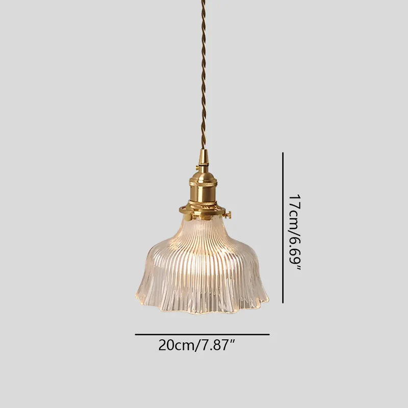 Hanglamp Glas Brons Verstelbare Kabel Woonkamer Eettafel Transparante Glazen Hanglamp Sfeerverlichting Vintage | Sansoti