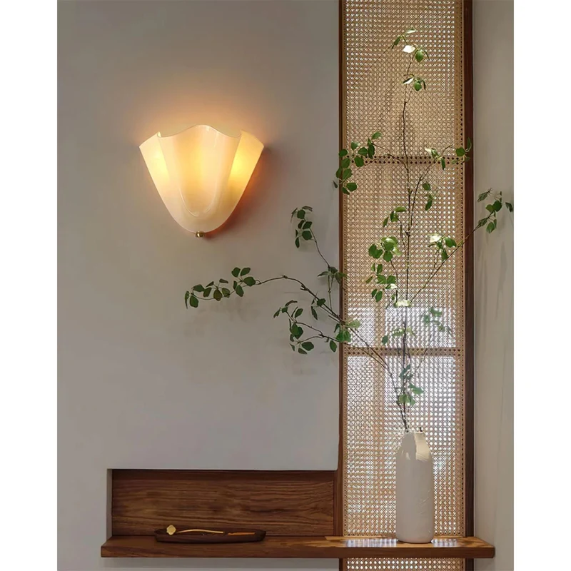 Glazen wandlamp 2x E27 glas beige badkamer hal woonkamer dimbare wandverlichting vochtbestendig | Sansoti